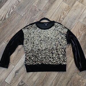Cable & Gauge Gold Sequin, Black Velvet  Jogger & Sweatshirt Outfit Set L